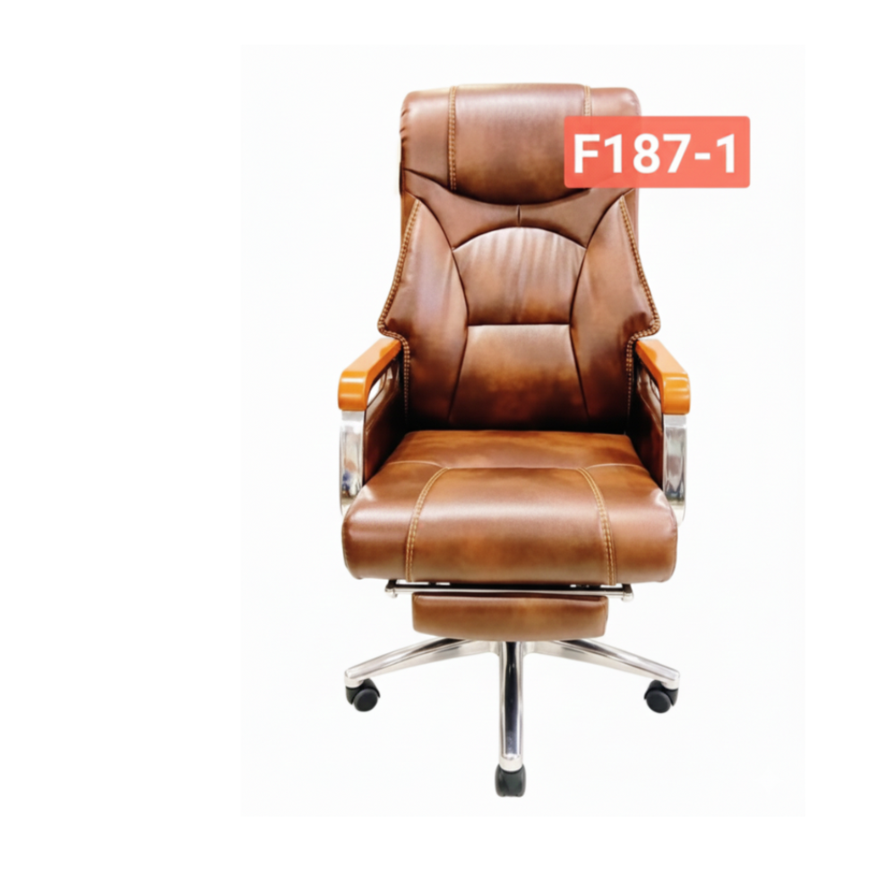 RSE Boss Chair Premium Office Chair with Adjustable Recline, Wooden Armrests, Padded Cushion, and Smooth Rolling Wheels