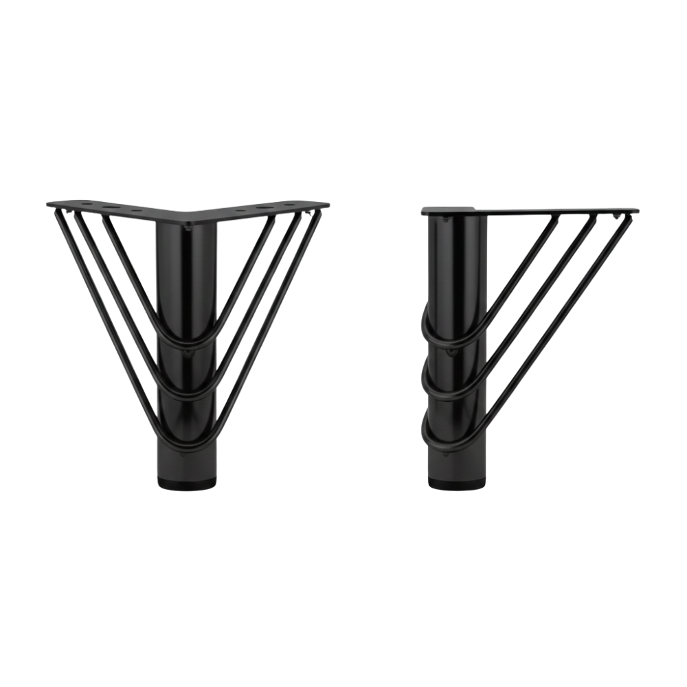 BEEDS 4 Inch Black Wire Furniture Leg | Heavy Duty Metal Hairpin Style Leg | Powder Coated Finish | Ideal for Sofa, Table, Cabinet & Bed