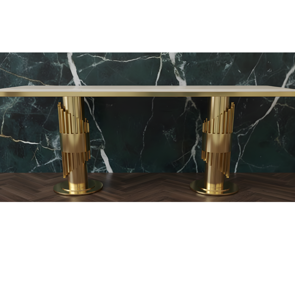 BEEDS JS 082 Dual Golden Table Base with Premium Gold Finish, Heavy Metal Construction for Dining, Café & Restaurant Tables