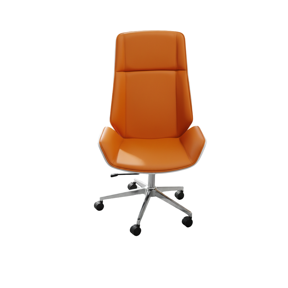 RSE MR-04H Designer Revolving Office Chair with Cushioned Seat & Back | Height Adjustable | 360° Swivel | Chrome Base | Premium Upholstery | Orange & White