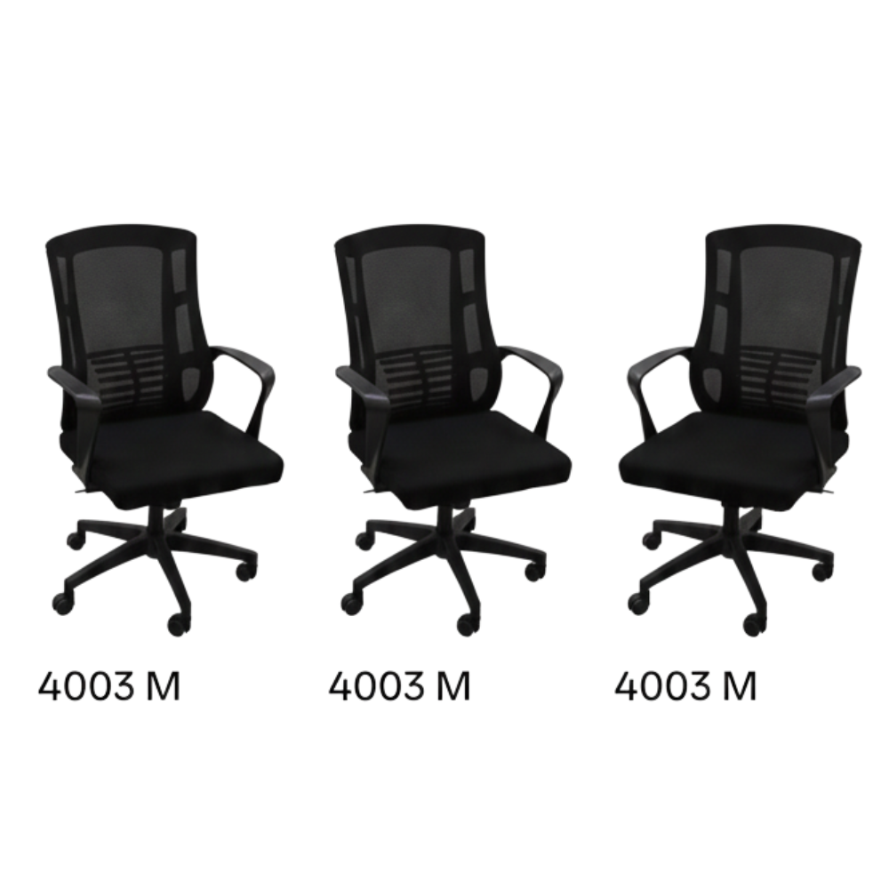 RSE 4003M Ergonomic Mesh Office Chair with Cushioned Seat & Fixed Armrest | Height Adjustable | 360° Swivel | Black