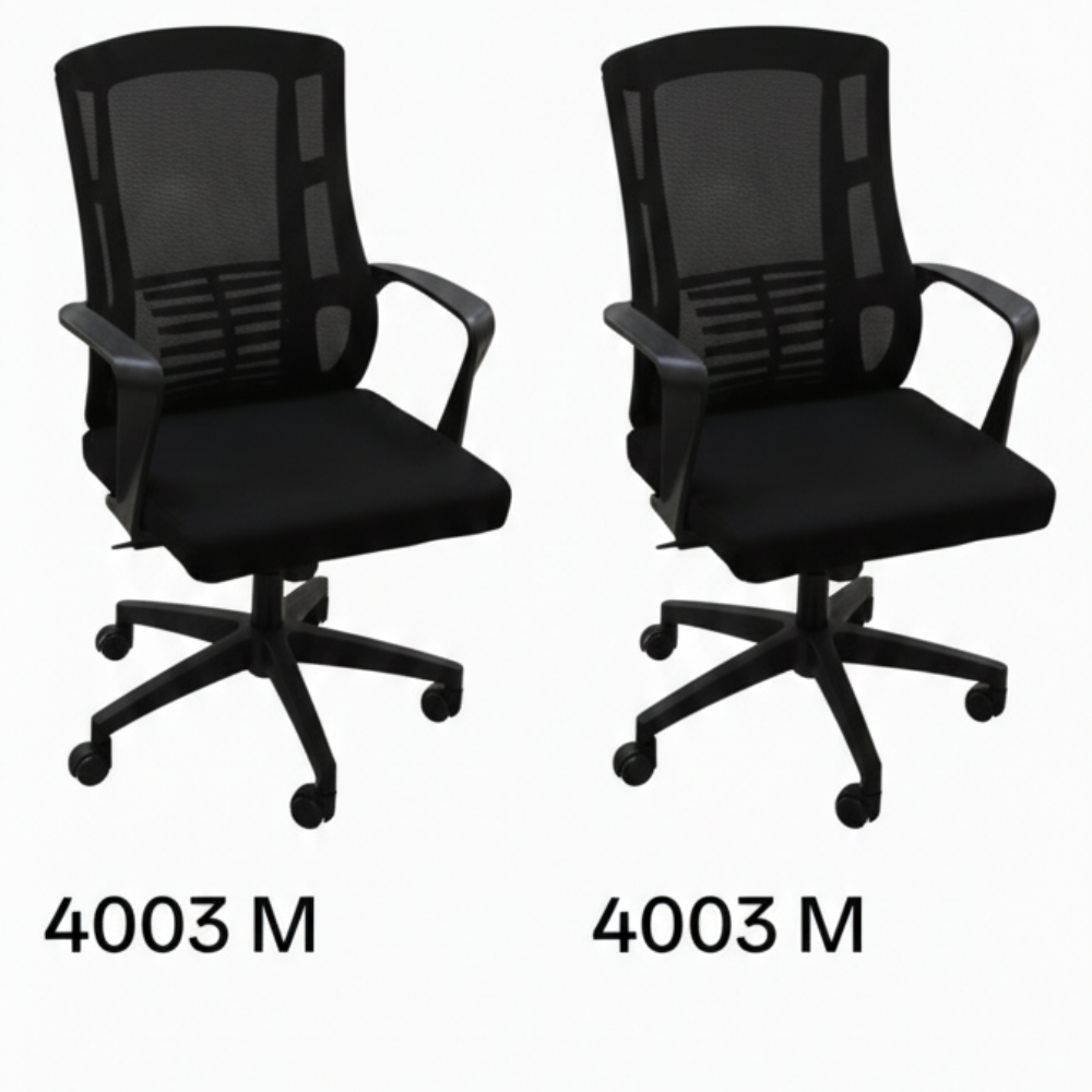 RSE 4003M Ergonomic Mesh Office Chair with Cushioned Seat & Fixed Armrest | Height Adjustable | 360° Swivel | Black