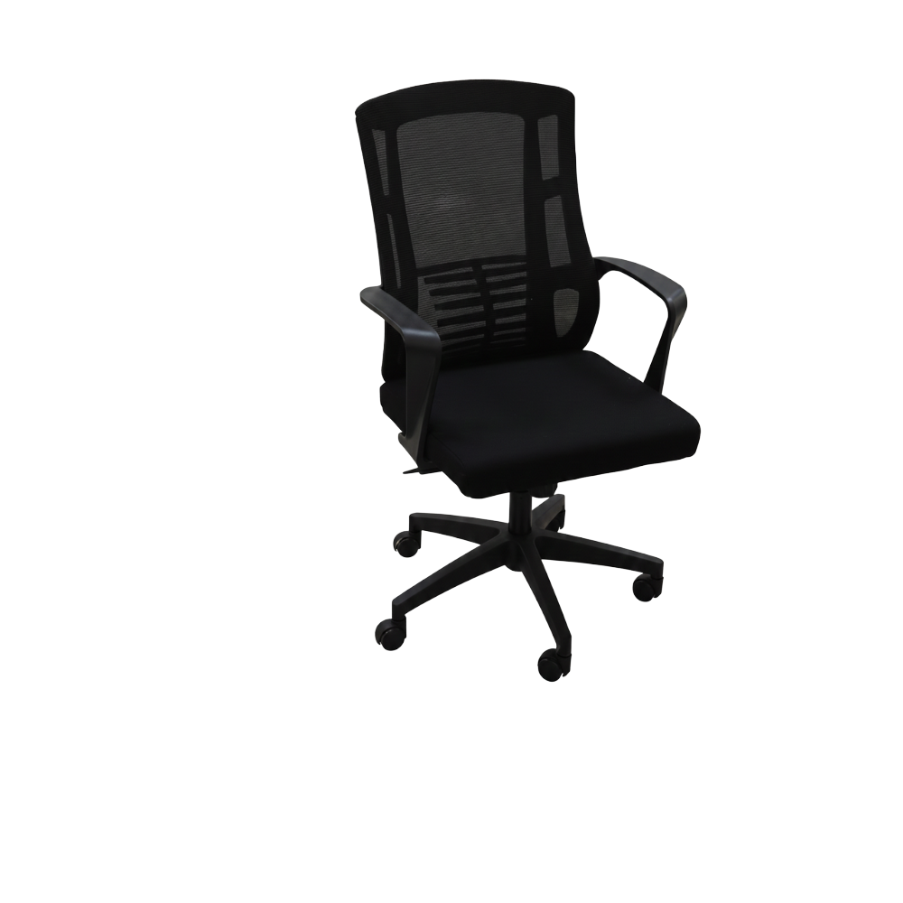 RSE 4003M Ergonomic Mesh Office Chair with Cushioned Seat & Fixed Armrest | Height Adjustable | 360° Swivel | Black