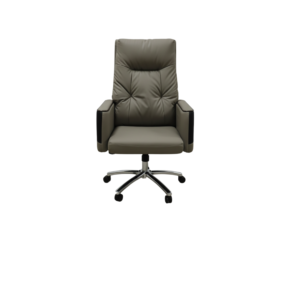 Beeds A99 Premium Executive High-Back Revolving Office Chair with Cushioned Upholstery, Padded Armrests & Chrome Base – Grey