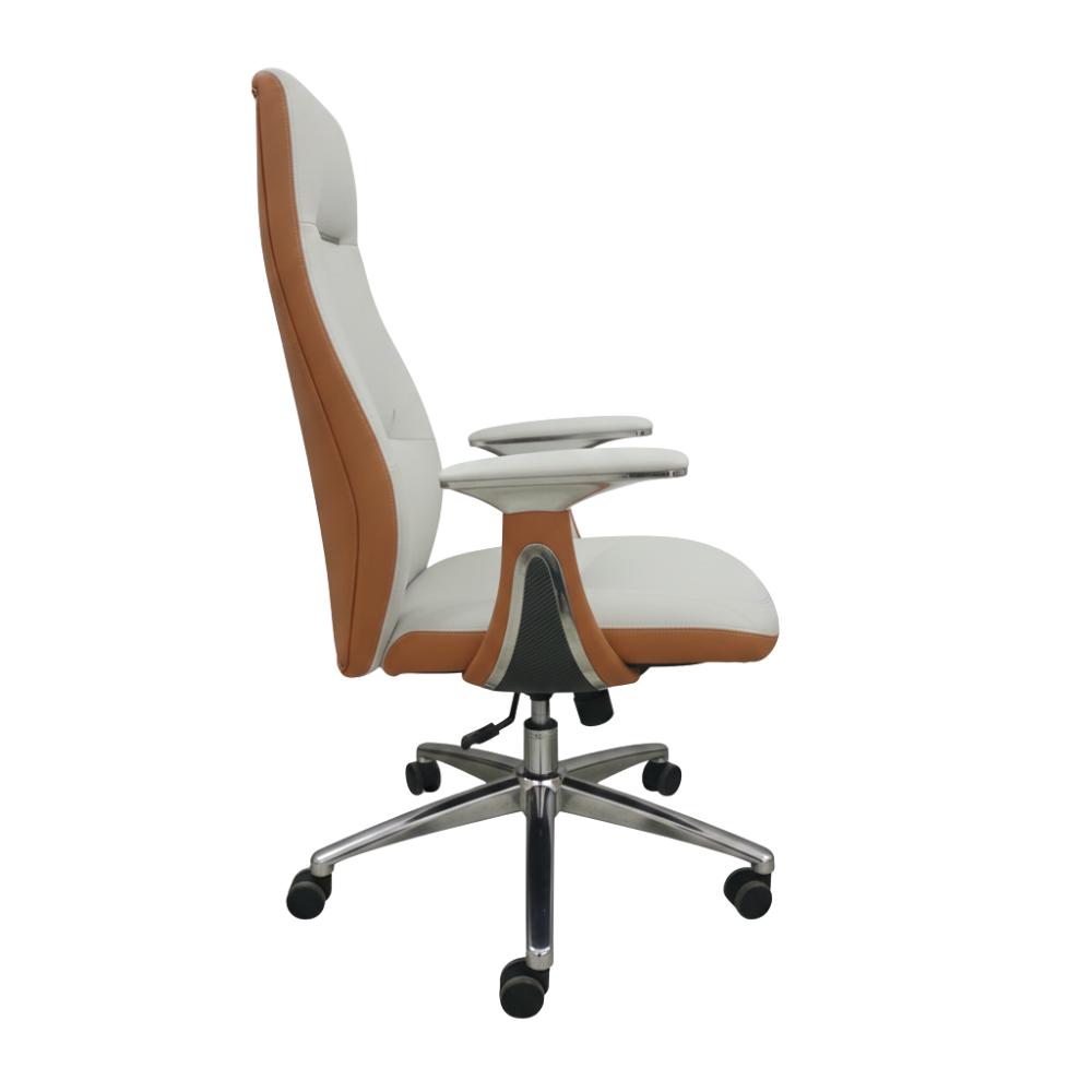 RSE A52 High-Back Ergonomic Revolving Office Chair with Cushioned Seat & Back | Adjustable Height | 360° Swivel | Chrome Base | Fixed Armrests | White
