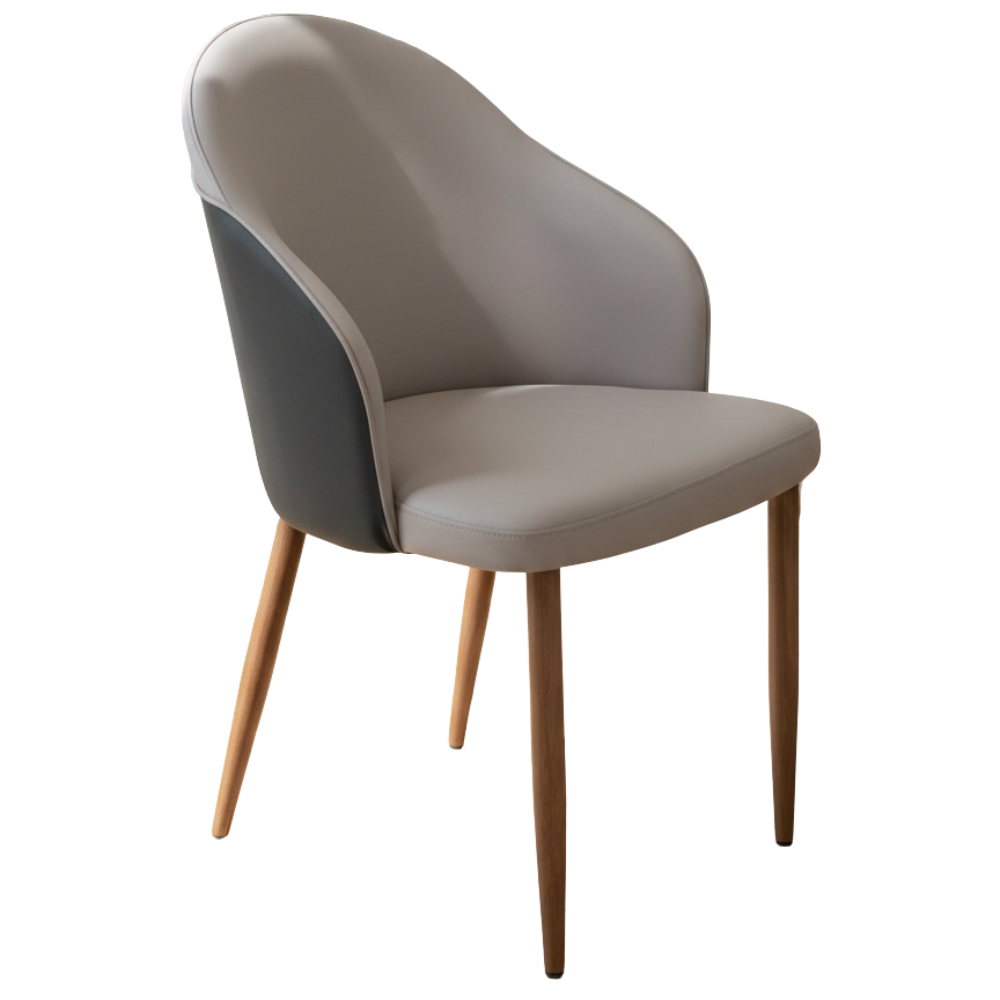 Beeds A-317 Modern Dining Chair | Grey Coffee Upholstery | Premium Cushioned Seat | Solid Wooden Legs | Stylish Dining & Café Chair