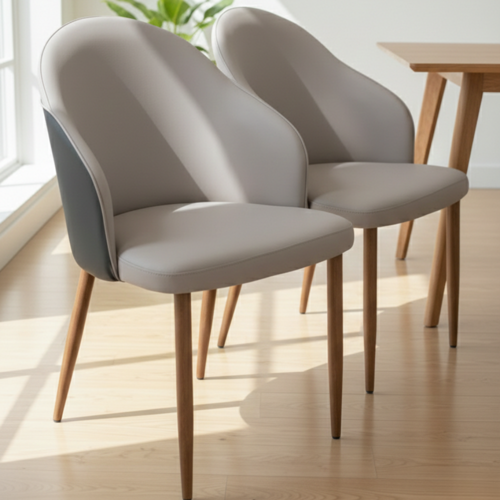 Beeds A-317 Modern Dining Chair | Grey Coffee Upholstery | Premium Cushioned Seat | Solid Wooden Legs | Stylish Dining & Café Chair