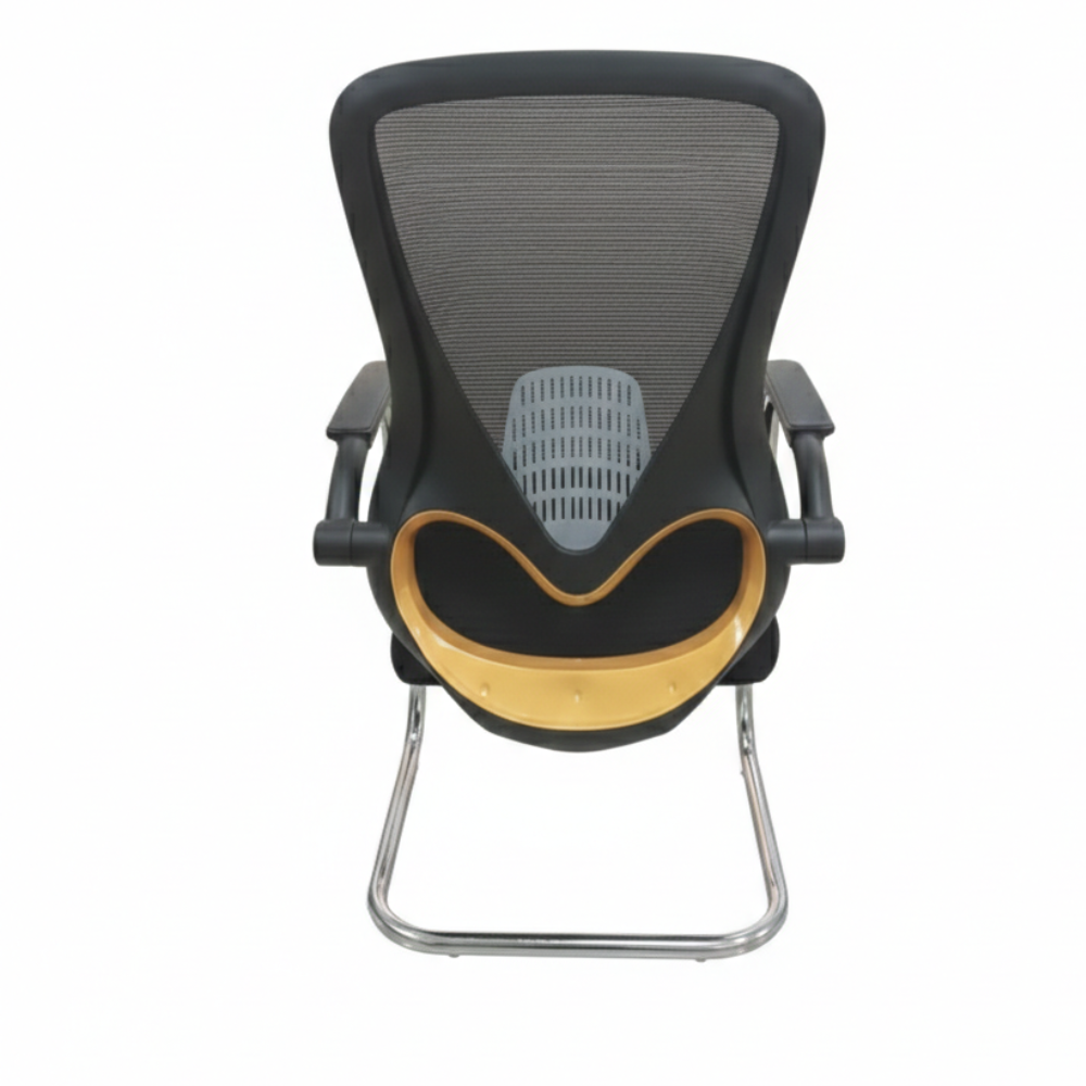 RSE 312B Visitor Chair | Ergonomic Mesh Back Office Visitor Chair | Cushioned Seat with Chrome Sled Base | Modern Conference & Waiting Room Chair (Black)