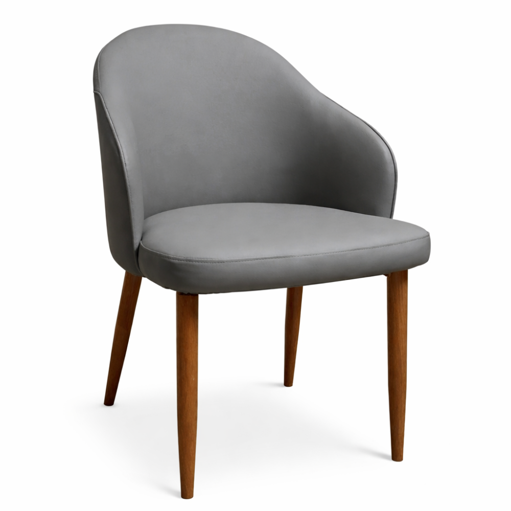 Beeds A-317 Modern Dining Chair | Grey Coffee Upholstery | Premium Cushioned Seat | Solid Wooden Legs | Stylish Dining & Café Chair
