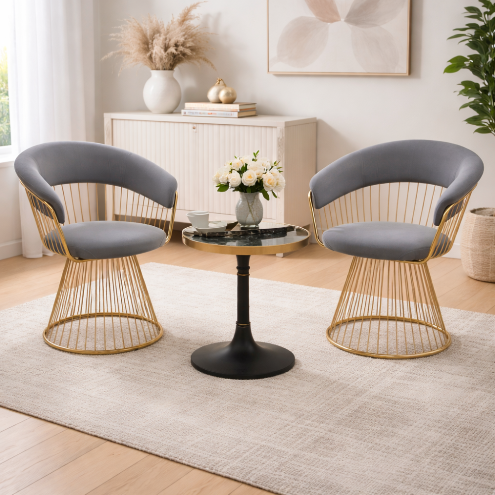 RSE D10 Designer Lounge Chair | Premium Upholstered Seating | Gold Finish Metal Frame | Luxury Accent Chair