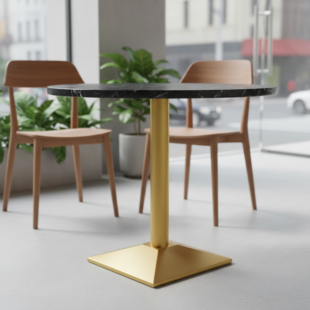 RSE Gold Single Pillar Table Base | Heavy Duty Metal Table Stand with Premium Gold Finish for Cafe, Restaurant, Dining & Commercial Furniture Use