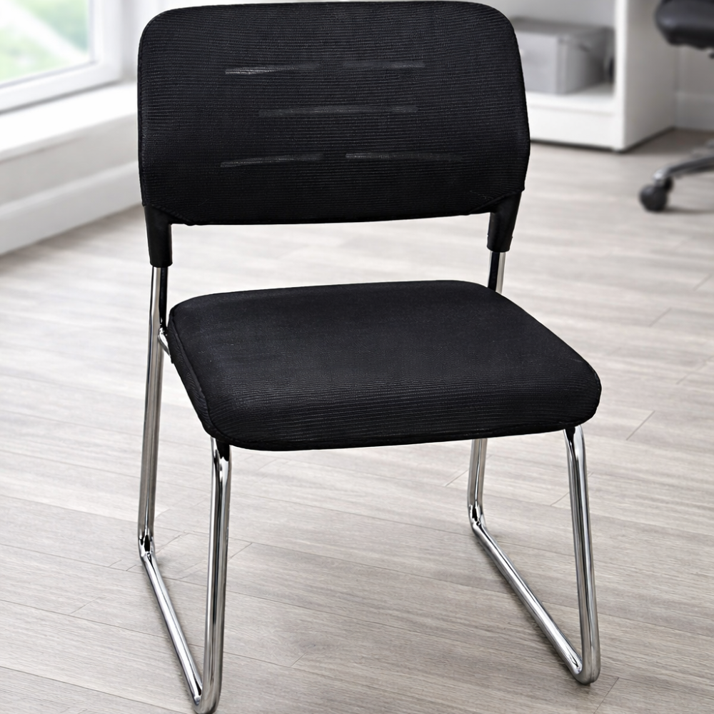 RSE 4003 Visitor Chair | Comfortable Office Visitor Chair with Cushioned Seat & Back | Durable Chrome Frame Waiting Chair for Office & Reception