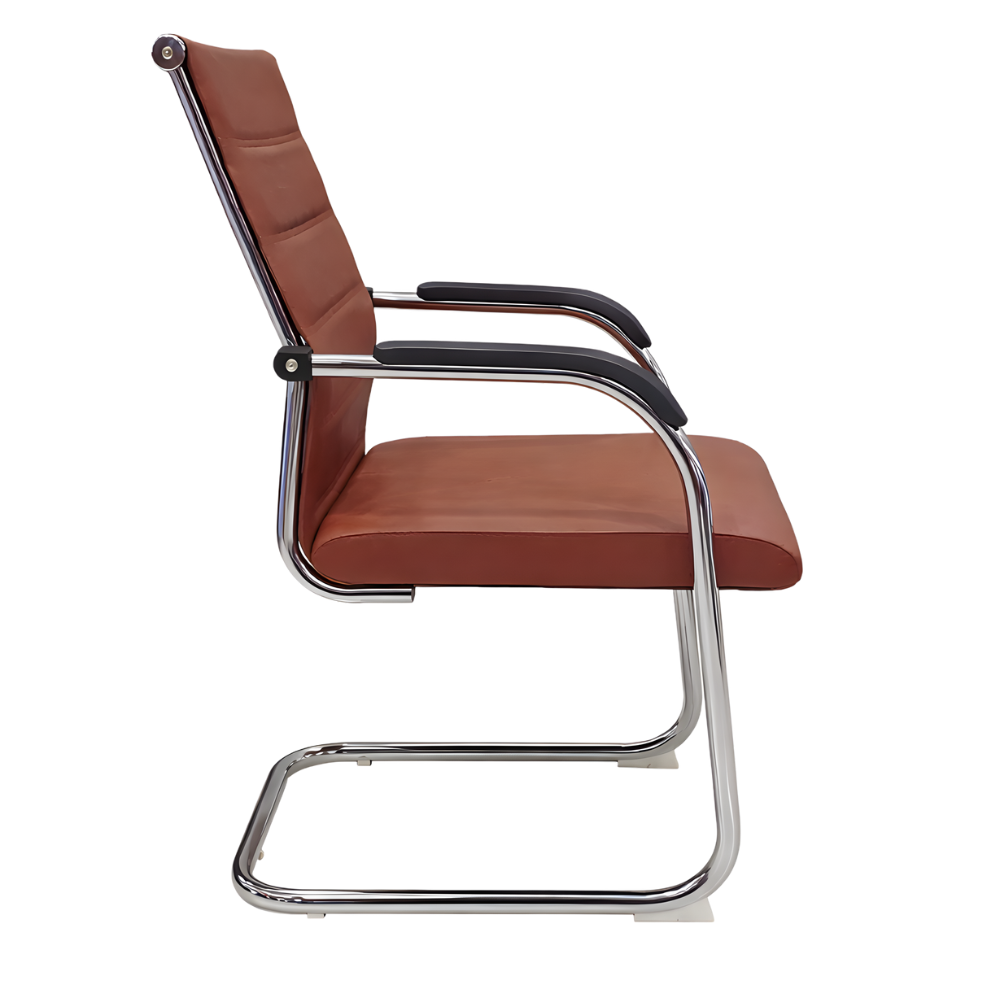 RSE PU Leather Office Visitor Chair – Padded Seat & Armrest, Chrome Frame, Ergonomic Design for Office, Conference & Reception Area