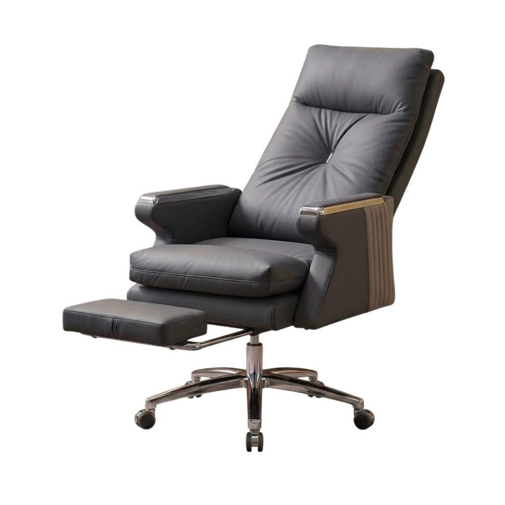 RSE 9062 Executive Recliner Office Chair with Footrest | Premium High Back Ergonomic Boss Chair | Comfortable Leatherette Office Chair for Home & Workplace