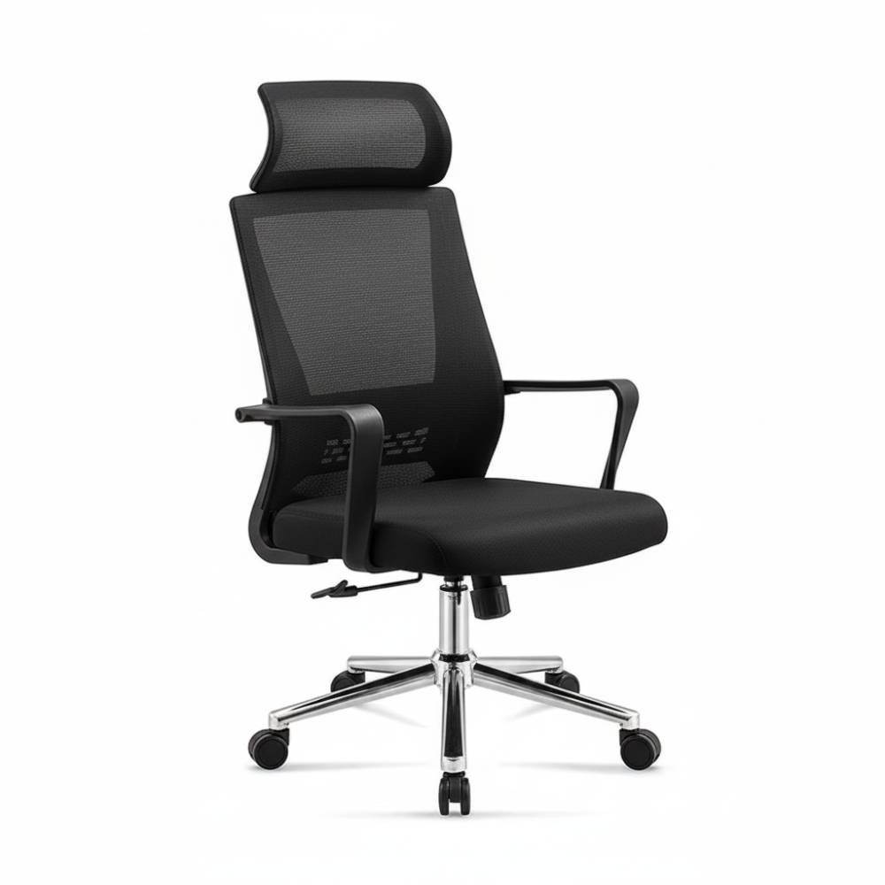 Beeds Revolving Office Chair 9009 with High Back Mesh Design, Adjustable Height, Cushioned Seat & Smooth Caster Wheels