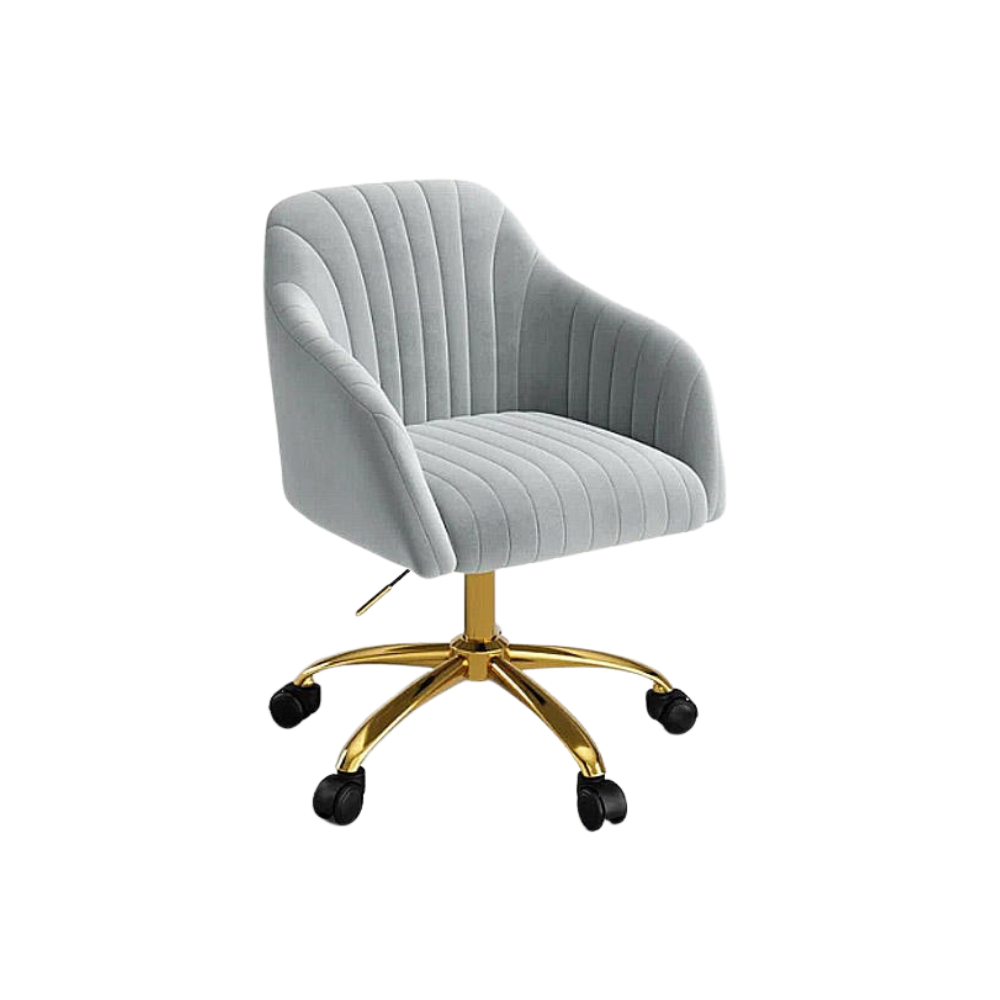 RSE Velvet Swivel Cafe Chair with Gold Base, Ergonomic Armrest, Modern Rolling Accent for Office, Study, Dining or Cafe