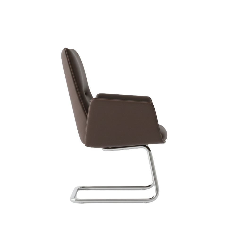 Beeds 1132V Visitor Chair with Cushioned Upholstery, High Back Comfort Design, Chrome Finish Sled Base for Office & Waiting Area