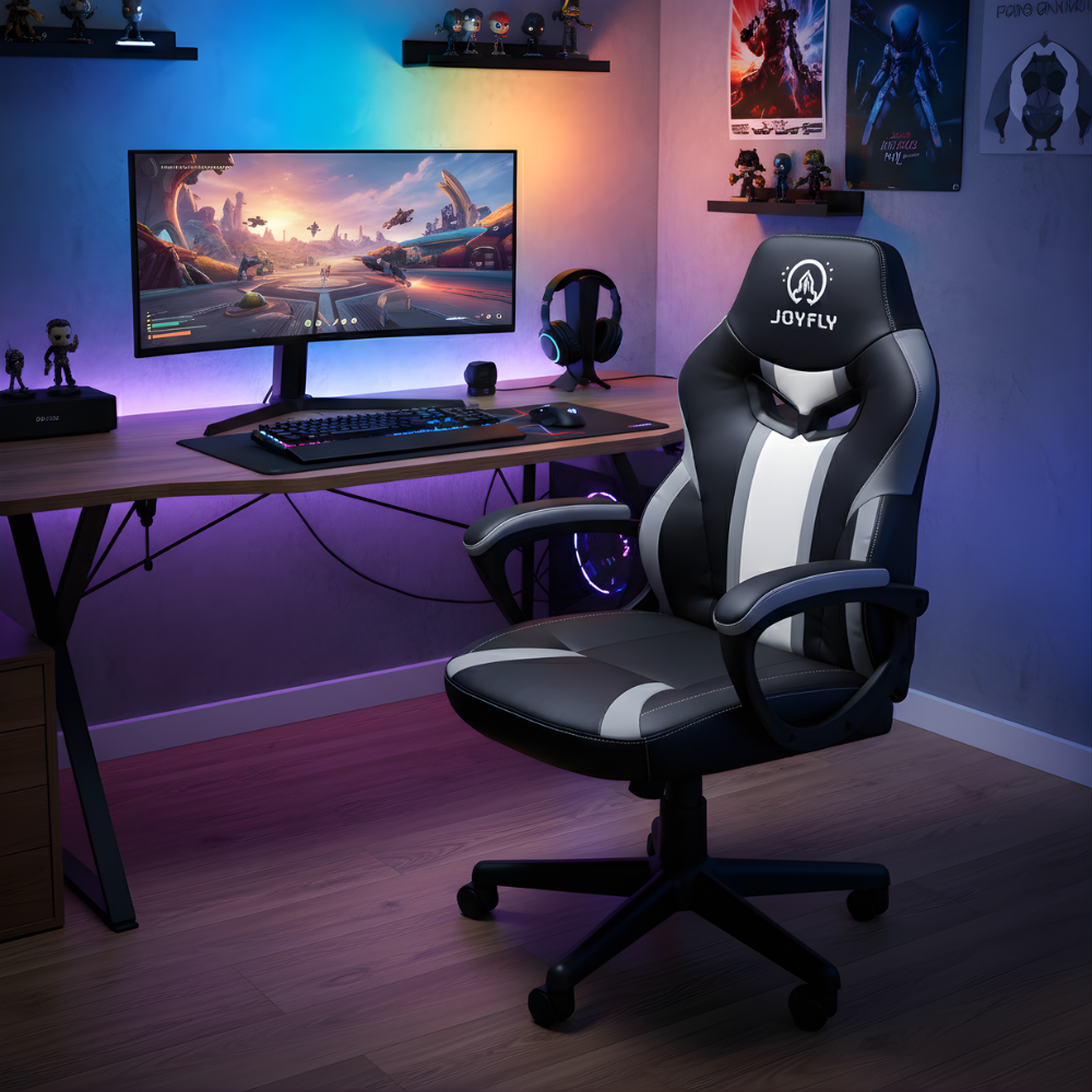 RSE High Back Reclining Gaming Chair with Footrest for PC & Office, Ergonomic Racer Style Computer Chair with Lumbar Support