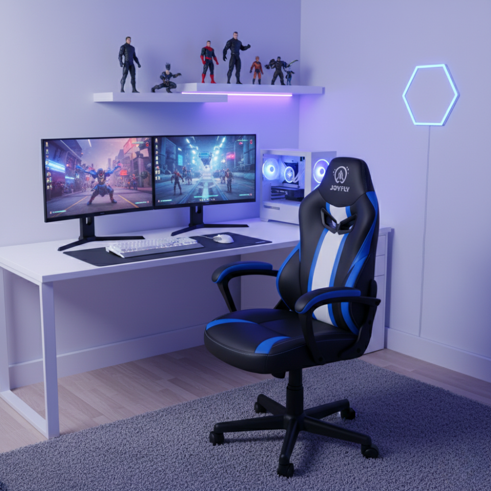 RSE High Back Reclining Gaming Chair with Footrest for PC & Office, Ergonomic Racer Style Computer Chair with Lumbar Support