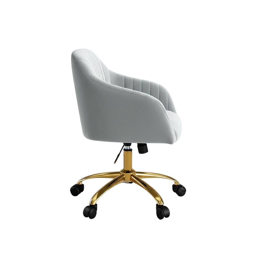 RSE Velvet Swivel Cafe Chair with Gold Base, Ergonomic Armrest, Modern Rolling Accent for Office, Study, Dining or Cafe