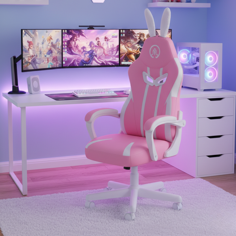 RSE High Back Reclining Gaming Chair with Footrest for PC & Office, Ergonomic Racer Style Computer Chair with Lumbar Support