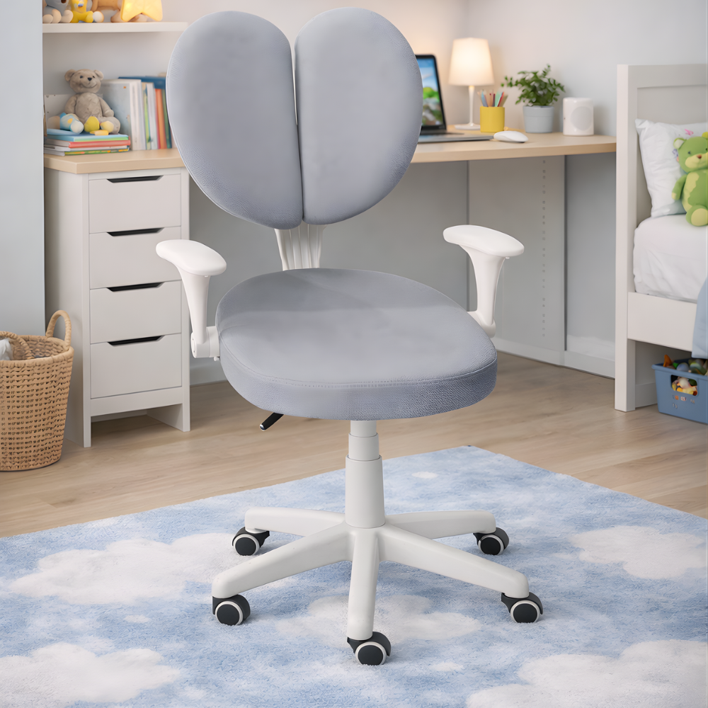 BEEDS Kids Revolving Chair M26 Ergonomic Study Chair with Adjustable Height, Soft Cushioned Seat, 360° Swivel Base & Wheels, Comfortable Chair for Kids Study Room & Home