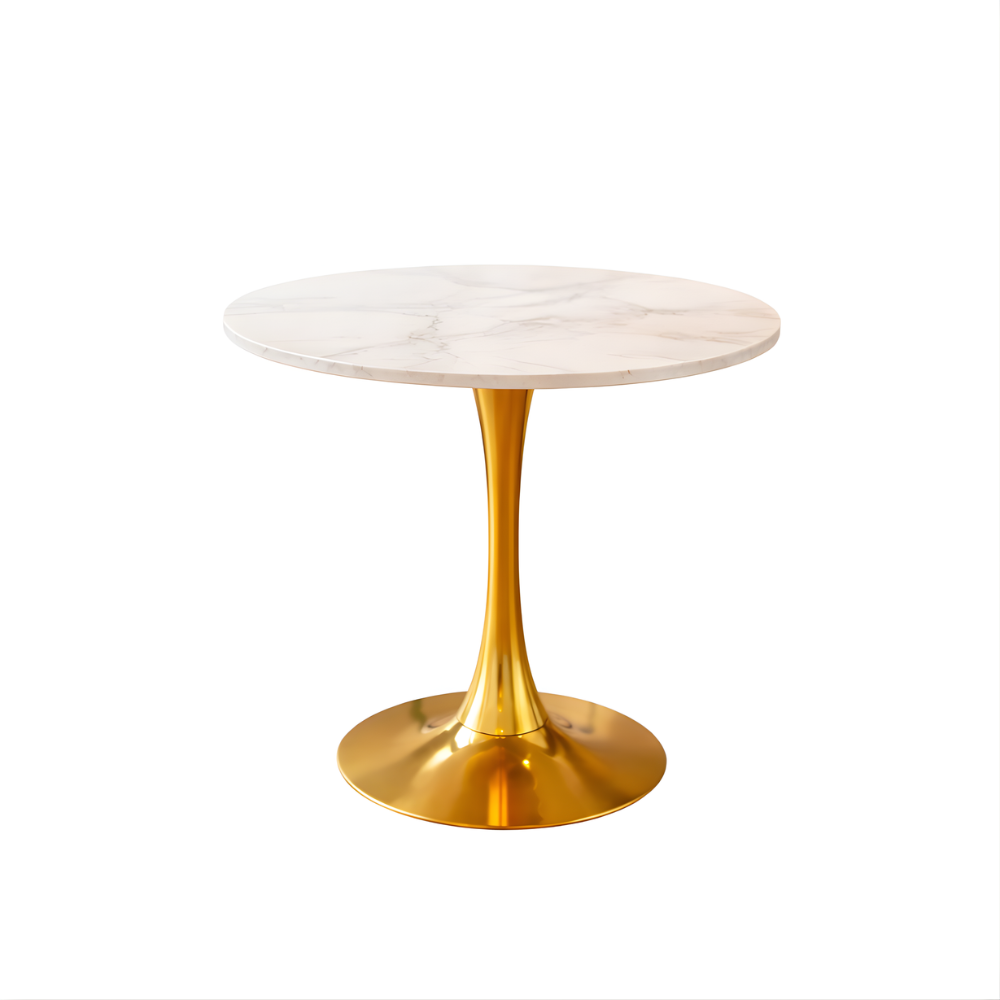 RSE T-18 Luxury Marble Coffee Table | Natural Marble Top | Gold Finish Pedestal Base | Premium Café, Lounge & Hotel Table