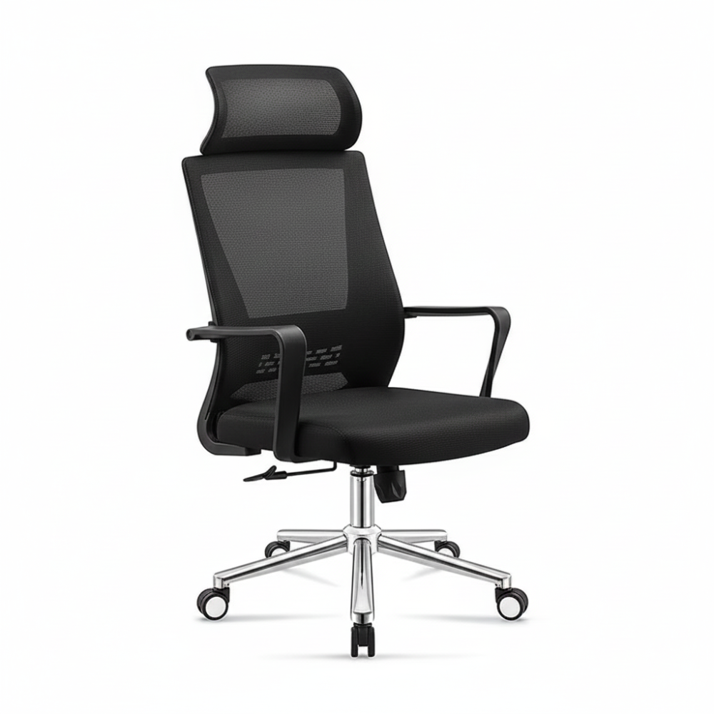 Beeds Revolving Office Chair 9009 with High Back Mesh Design, Adjustable Height, Cushioned Seat & Smooth Caster Wheels