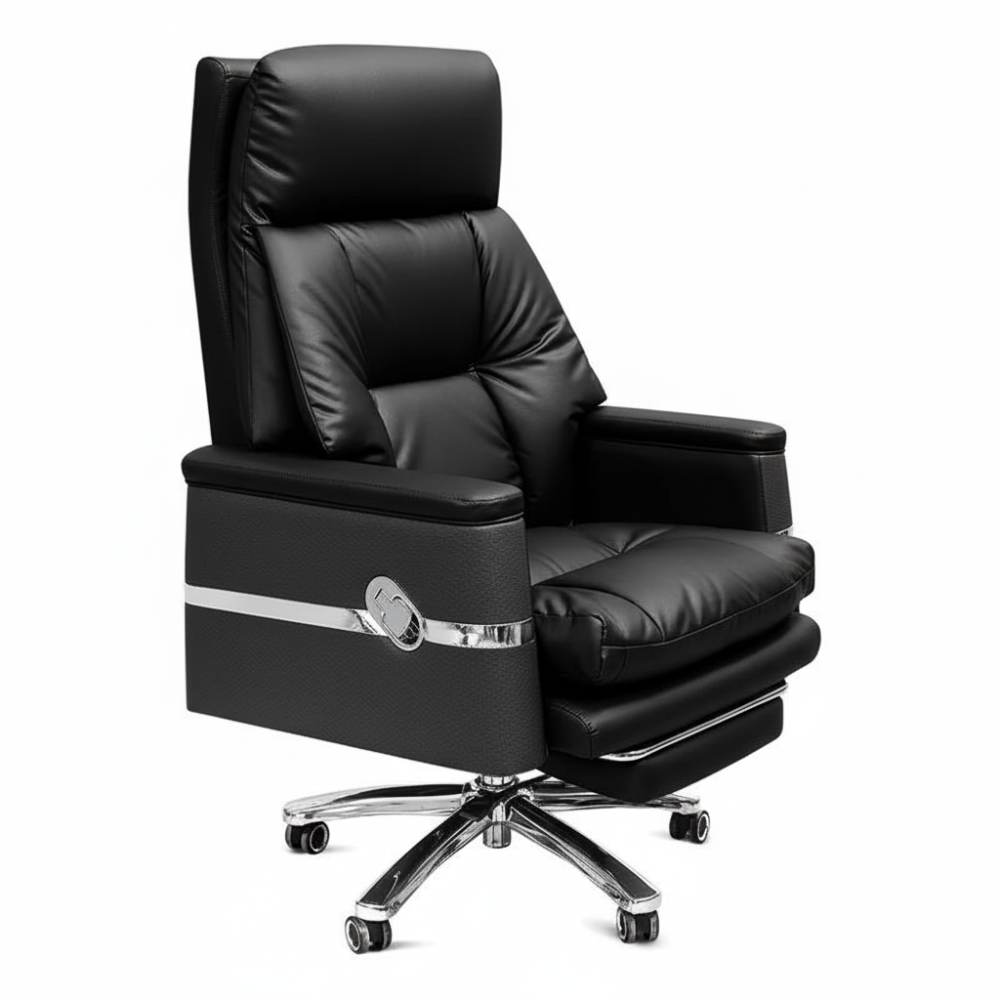 RSE Boss 07 Premium Executive Office Chair with High Back, Cushioned Armrests, Reclining Mechanism & Smooth Castor Wheels – Luxury Leatherette Boss Chair for Office & Home