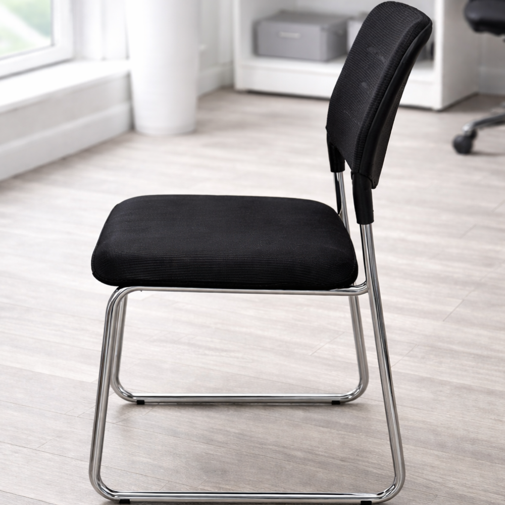 RSE 4003 Visitor Chair | Comfortable Office Visitor Chair with Cushioned Seat & Back | Durable Chrome Frame Waiting Chair for Office & Reception