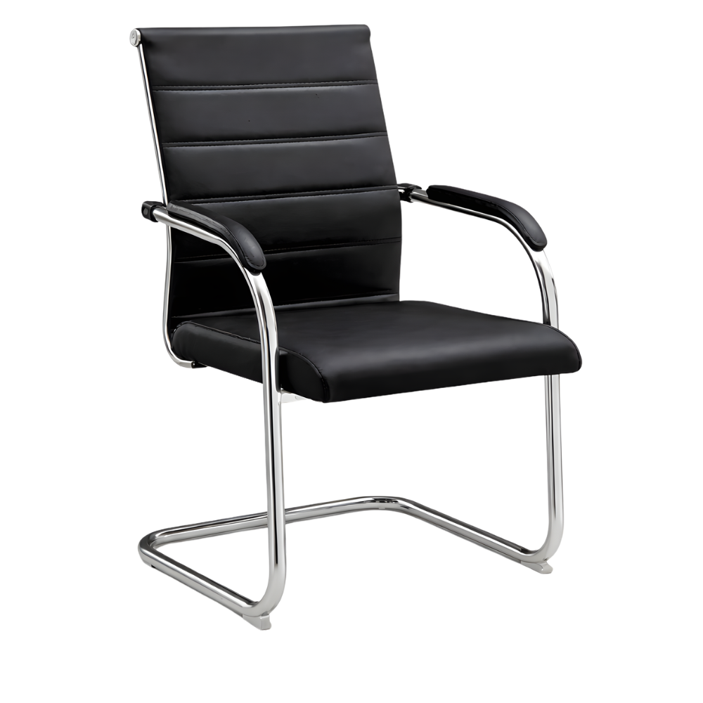 RSE PU Leather Office Visitor Chair – Padded Seat & Armrest, Chrome Frame, Ergonomic Design for Office, Conference & Reception Area