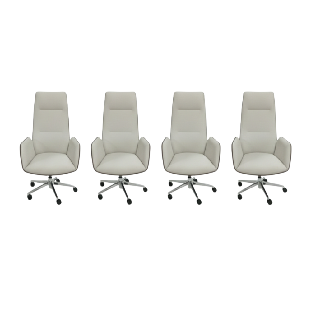 Beeds 1132H High Back Executive Office Chair | Premium Leatherette Director Chair with Chrome Base & Smooth Wheels