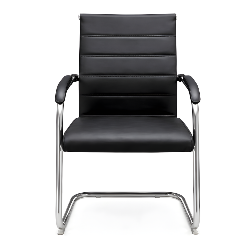 RSE PU Leather Office Visitor Chair – Padded Seat & Armrest, Chrome Frame, Ergonomic Design for Office, Conference & Reception Area