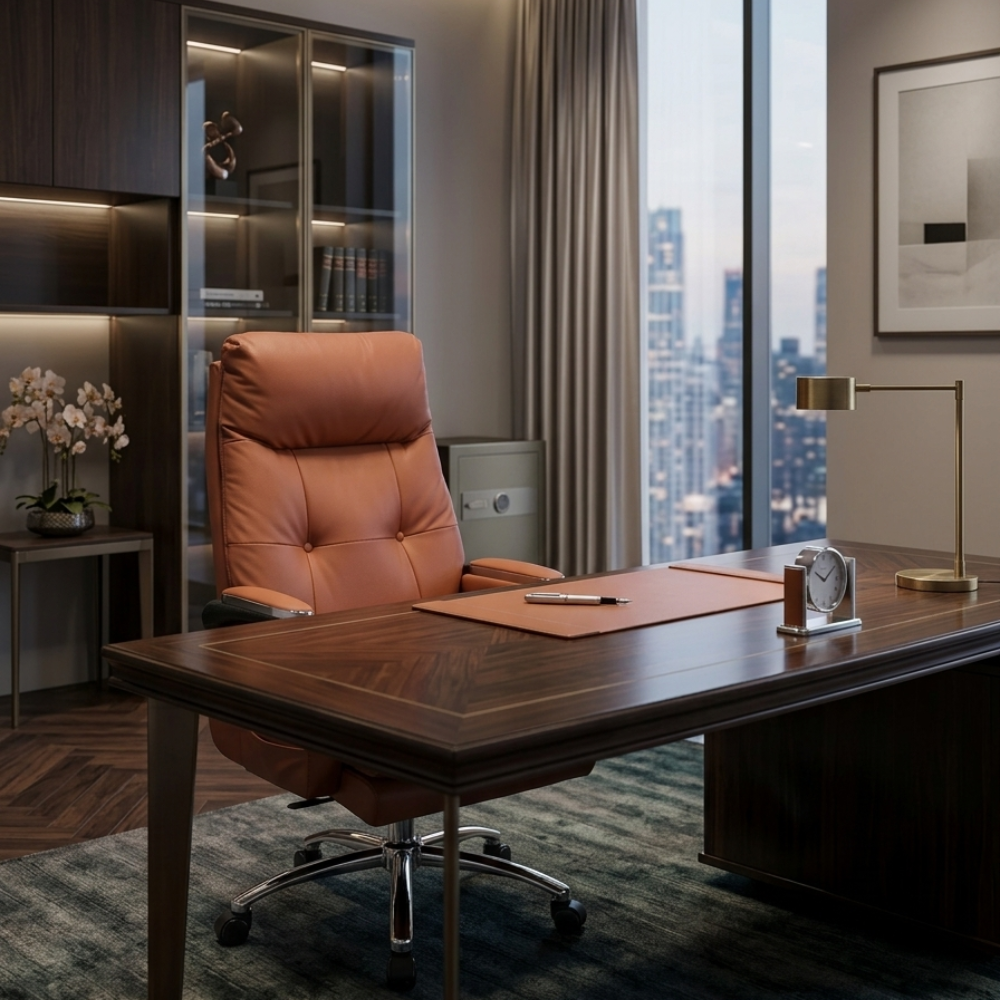 RSE BOSS 08 Executive Office Chair | Premium High Back Boss Chair with Recliner Function | Luxury Leatherette Office Chair for Office & Home