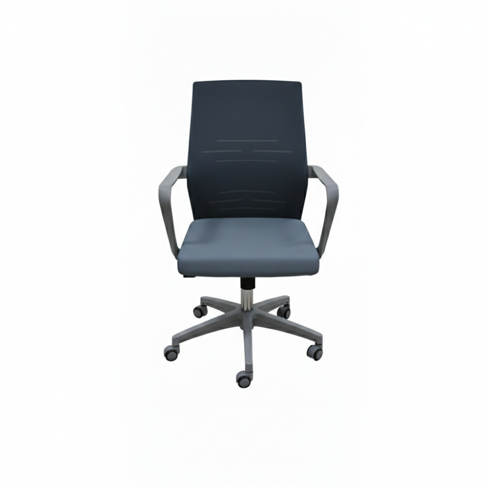 BEEDS 903 M Ergonomic Mesh Office Chair with Fabric Seat | Medium Back Revolving Chair with Cushioned Seat, Strong Nylon Base & Smooth Castor Wheels for Office & Home
