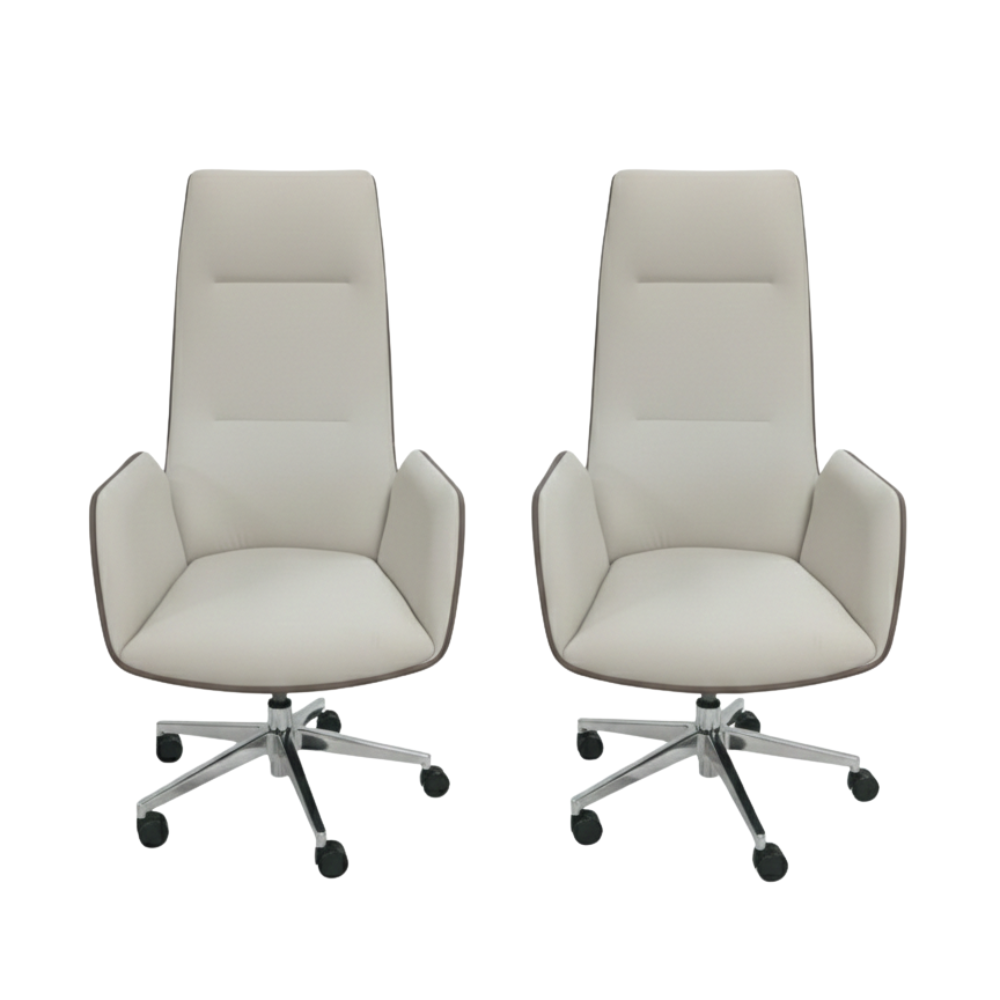 Beeds 1132H High Back Executive Office Chair | Premium Leatherette Director Chair with Chrome Base & Smooth Wheels