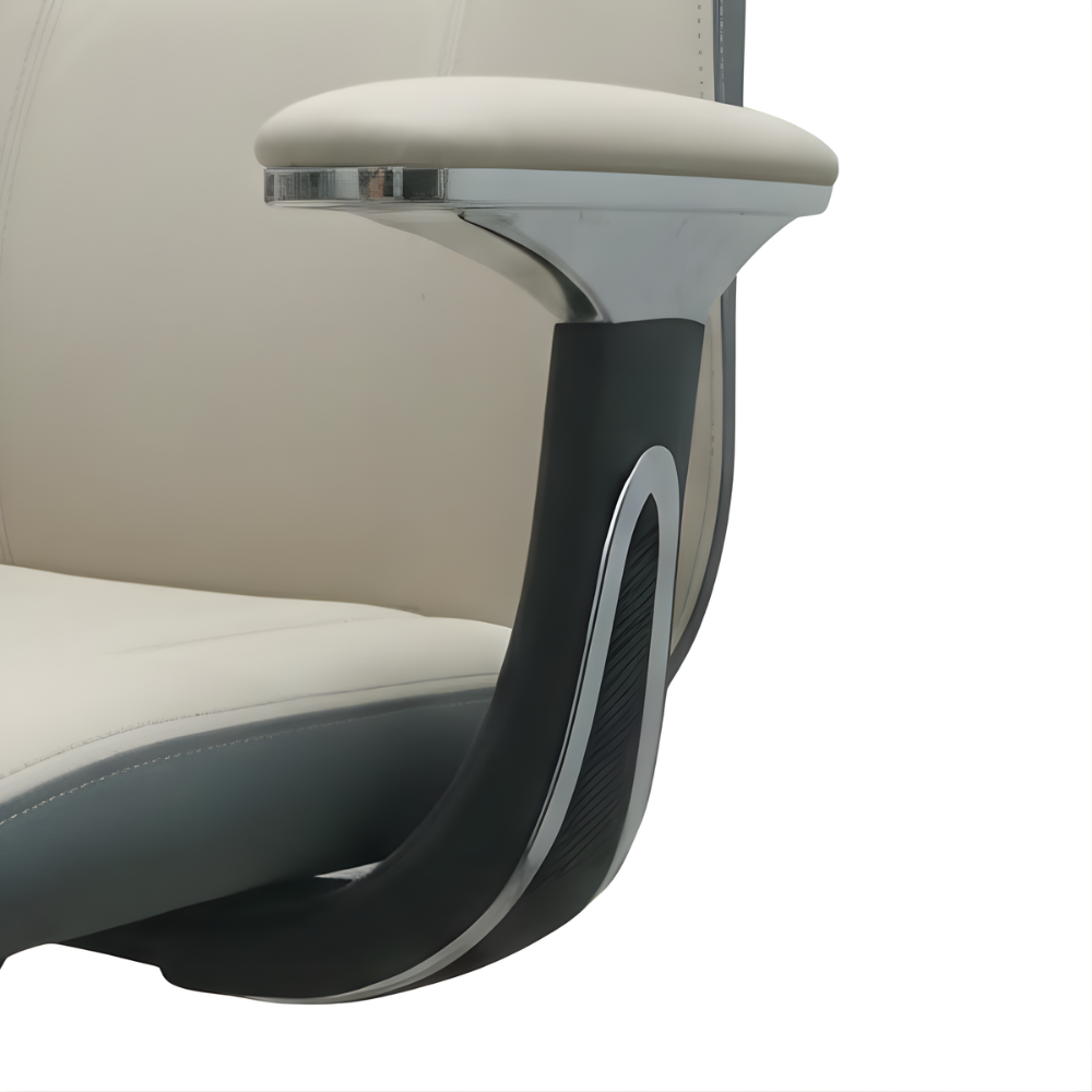 RSE B52 Modern Ergonomic Revolving Office Chair with Cushioned Seat, Fixed Armrests & Chrome Base – White