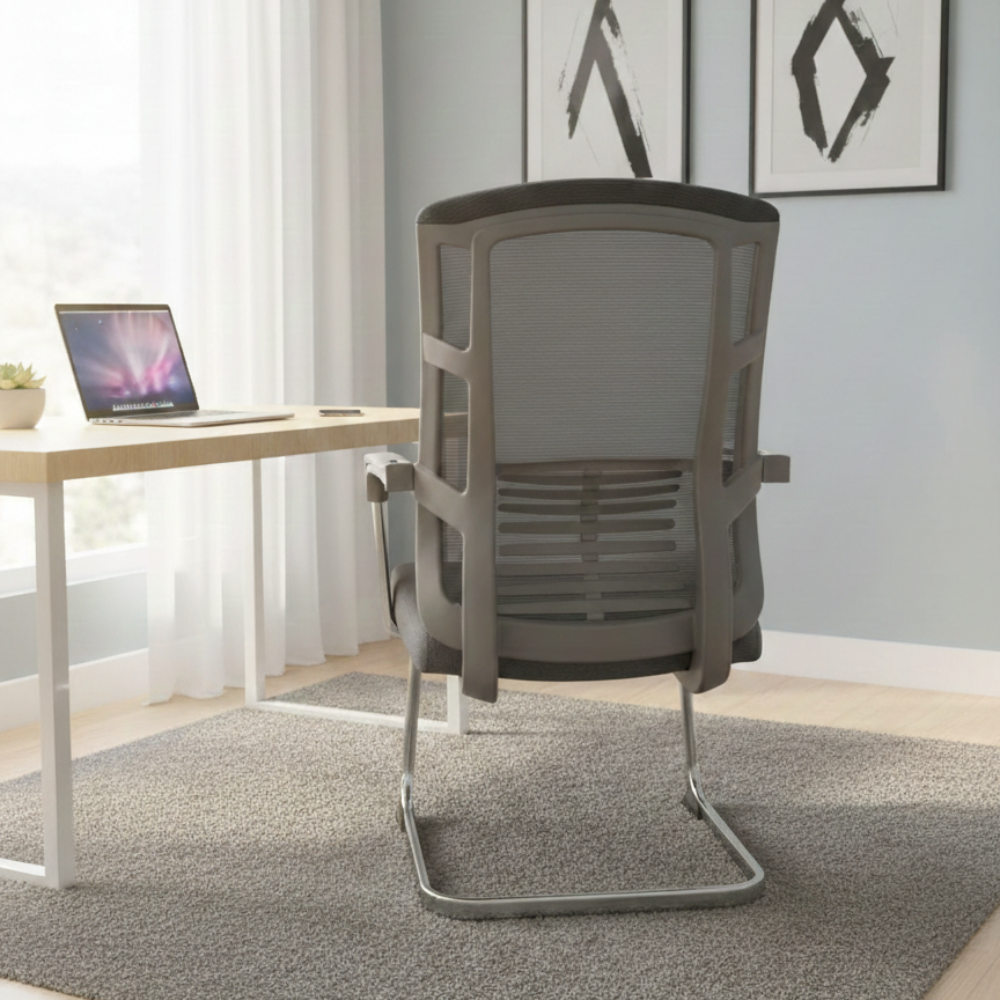 Beeds 4003V Visitor Chair with Mesh Back & Cushioned Seat | Chrome Sled Base Office Guest Chair | Comfortable Waiting Room & Conference Chair