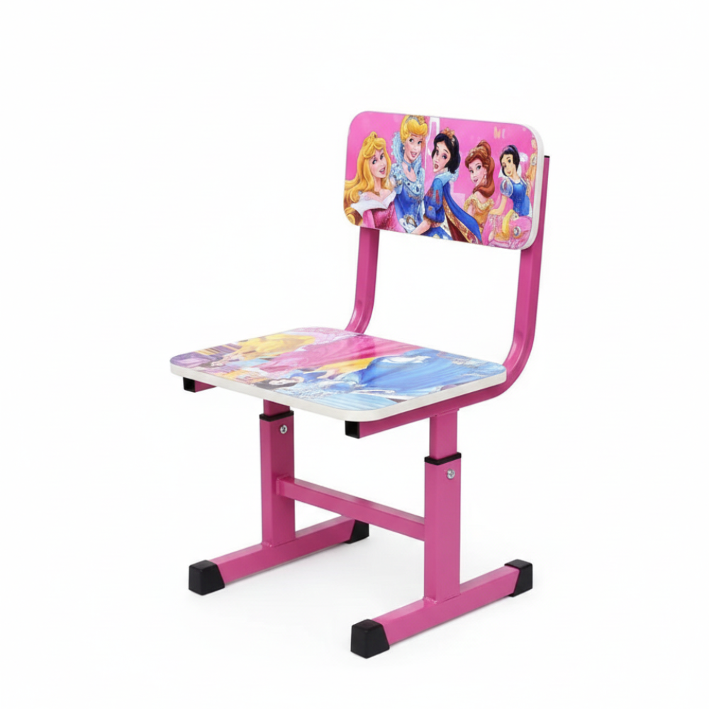 BEEDS Kids Study Desk and Chair Set with Adjustable Height, Cartoon Printed Tabletop, Storage Shelf & Strong Metal Frame