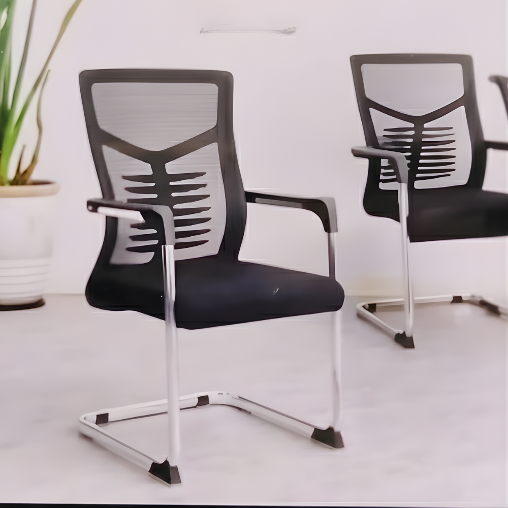 Visitor Chair 795V Mesh Back Office Visitor Chair with Chrome Sled Base | Ergonomic Waiting & Reception Chair with Cushioned Seat and Fixed Armrests