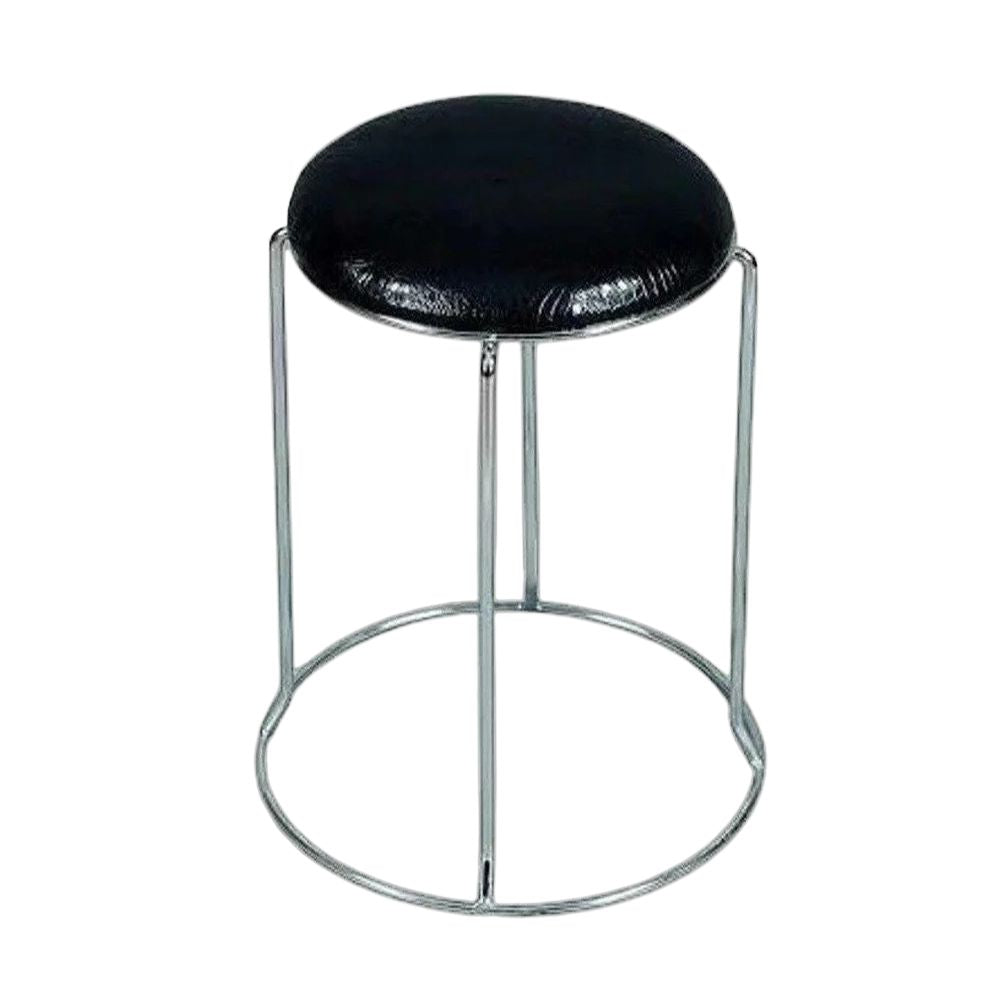 RSE PU Seat Metal Frame Stool Round Compact Lightweight Design with Anti-Rust Finish for Kitchen, Salon, Workshop, Office or Casual Indoor Seating