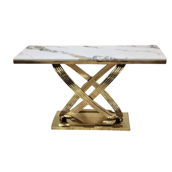 RSE Console Table A-92 with Gold Metal Base and White Marble Top | Lux ...