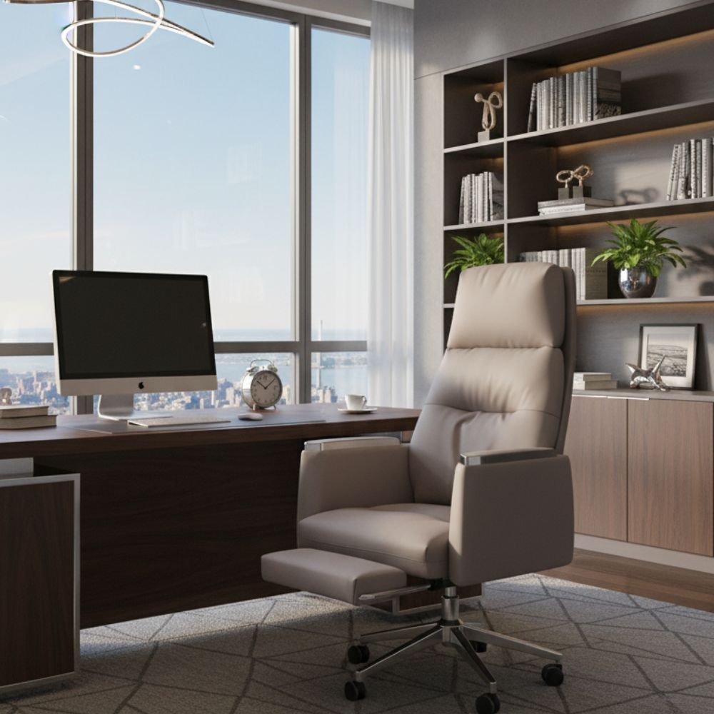 RSE Boss Chair with Recliner, Footrest, and Ergonomic Padding – Comfortable Boss Chair for Office and Home Workspace
