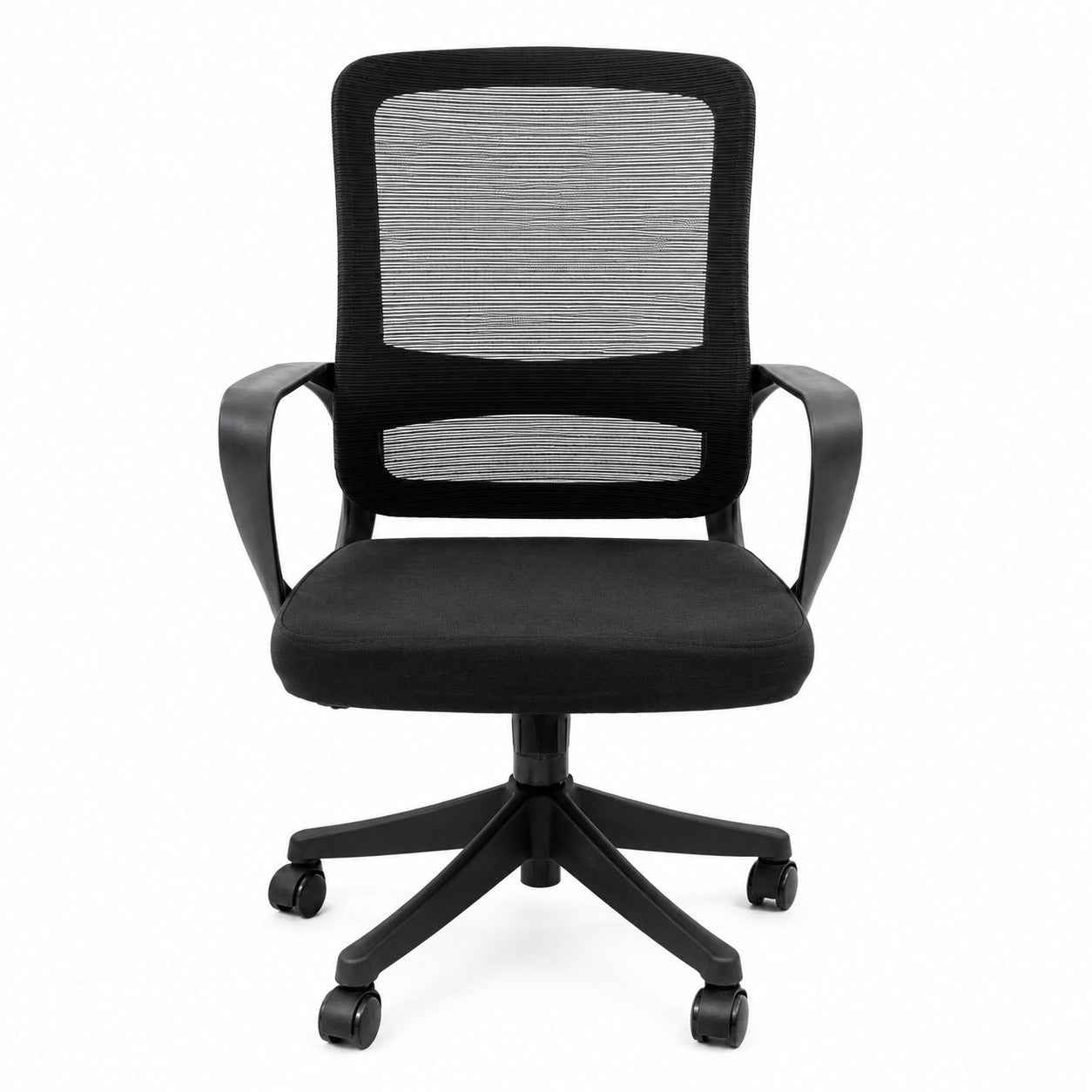 201 Ergonomic Mesh Office Chair | Mid-Back Revolving Chair with Cushioned Seat & Fixed Arms