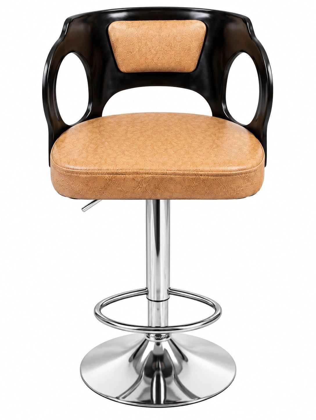Magic Stool | Cream Cushioned Bar Stool with Wooden Backrest, Chrome Hydraulic Lift & Round Base | Premium Kitchen, Bar & Counter Stool