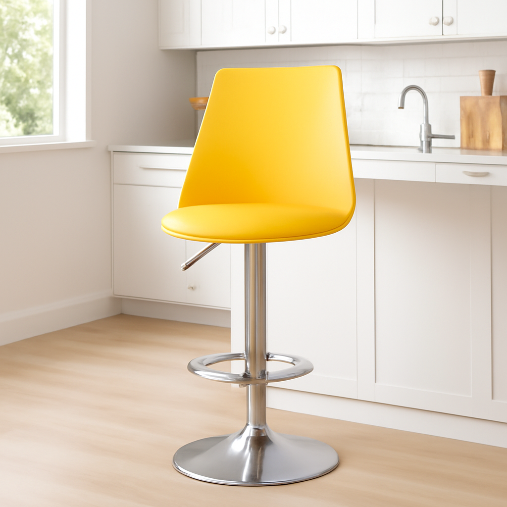 RSE Rapid Bar Stool Adjustable Height with Footrest, Modern Design, Smooth Chrome Base, Comfortable Seat, Perfect for Kitchen, Home, and Commercial Use