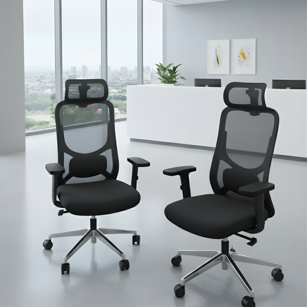 Beeds Revolving Chair 2288 High Back Ergonomic Mesh Office Chair with Headrest, Adjustable Arms & Smooth Castors