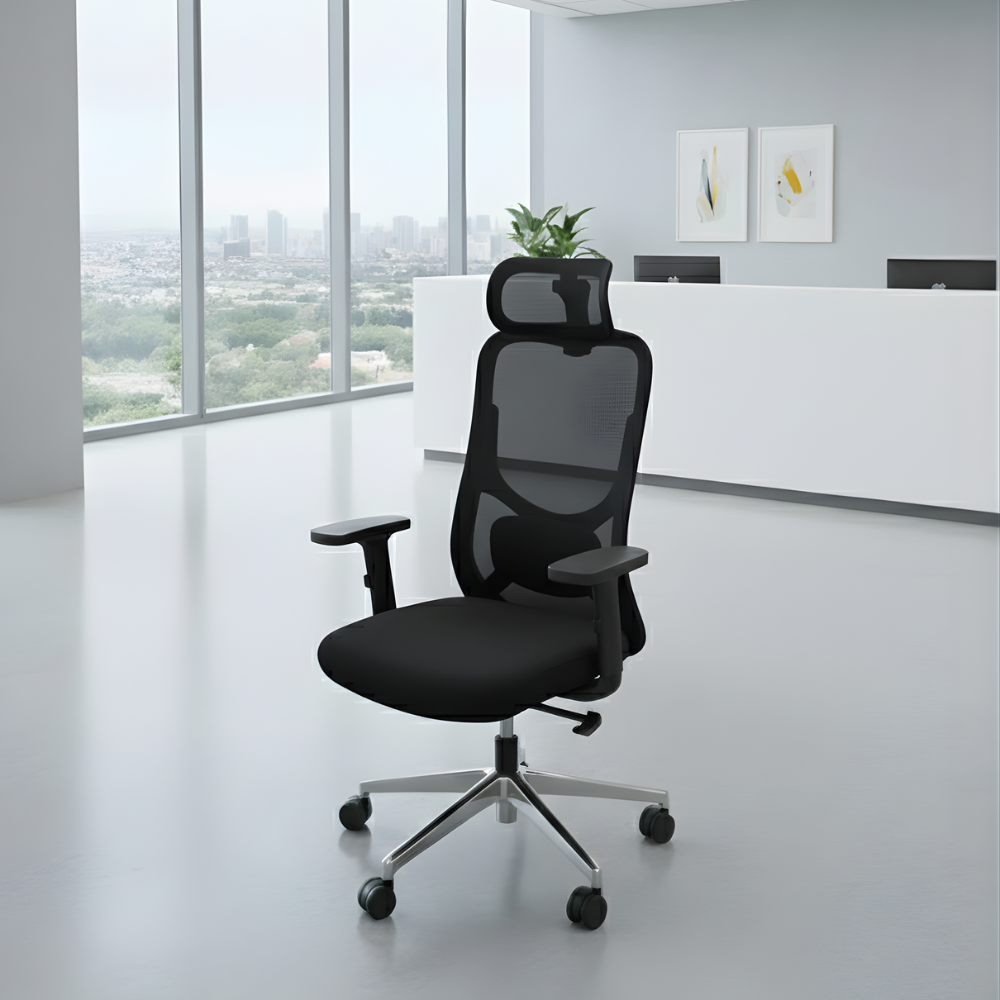Beeds Revolving Chair 2288 High Back Ergonomic Mesh Office Chair with Headrest, Adjustable Arms & Smooth Castors