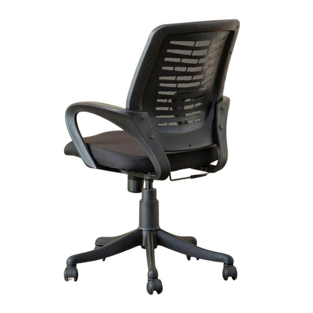 RSE Office Chair with Mesh Back, Adjustable Height, Comfortable Seat, Smooth Castors, Ergonomic Design for Work Study Gaming, Stylish Black Finish