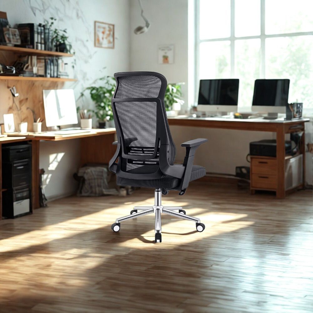 RSE Ergonomic Office Chair with High Back, Adjustable Armrest, Mesh Support, Smooth Rolling Wheels, and Comfortable Seating for Work or Study